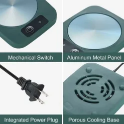 Coffee Mug Cup Warmer Coaster For Coffee Tea Cocoa Milk Food Fruits Candle, Aluminum Metal Panel, Safe Reliable, Green (4" X 5") -Kitchen Appliances Store 95523688 4