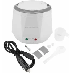 12V 100W 1.3 L Electric Portable Multifunctional Rice Cooker Food Steamer For Car White