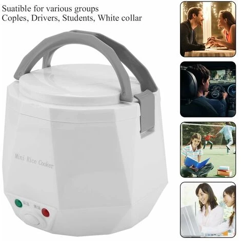 12V 100W 1.3 L Electric Portable Multifunctional Rice Cooker Food Steamer For Car White 3 12V 100W 1.3 L Electric Portable Multifunctional Rice Cooker Food Steamer For Car White - Image 3