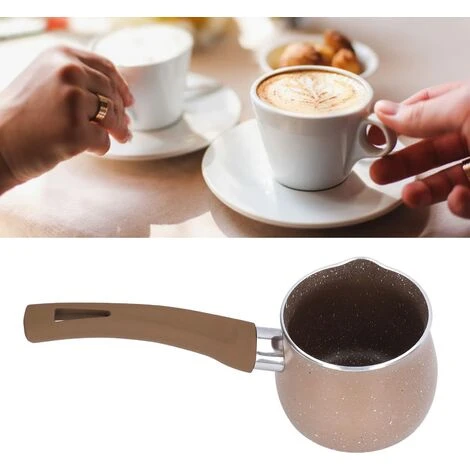 Non Stick Milk Pan, 8cm Stay Cool Handle Aluminum Alloy Cooking Pot With Non Drip Double Pouring Lip For Coffee Butter Chocolate(Coffee) 5 Non Stick Milk Pan, 8cm Stay Cool Handle Aluminum Alloy Cooking Pot With Non Drip Double Pouring Lip For Coffee Butter Chocolate(Coffee) - Image 5