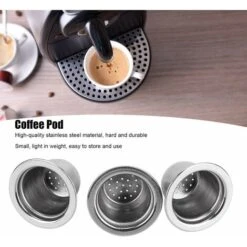 3Pcs Refillable Coffee Capsule Cups, Stainless Steel Reusable Coffee Nespresso Pod Filters, 35x22x20mm -Kitchen Appliances Store 95534349 3