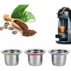 3Pcs Refillable Coffee Capsule Cups, Stainless Steel Reusable Coffee Nespresso Pod Filters, 35x22x20mm -Kitchen Appliances Store 95534349 4