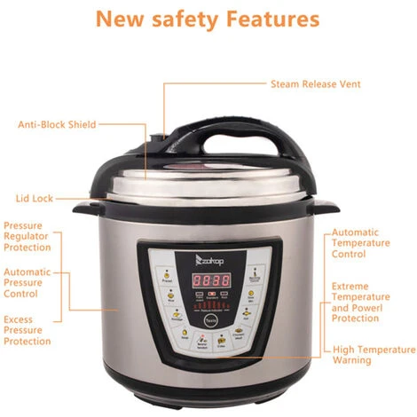 Fitprobo 6L13 All-in-one Stainless Steel Electric Pressure Cooker In Primary Color, Side Handle Style, With Reservation Function/heat Preservation Function 4 Fitprobo 6L13 All-in-one Stainless Steel Electric Pressure Cooker In Primary Color, Side Handle Style, With Reservation Function/heat Preservation Function - Image 4