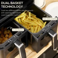 HOMCOM Dual Air Fryer 8L Family Size W/ 2 Basket 8 Presets Cookbook Timer 2500W -Kitchen Appliances Store 95636724 3