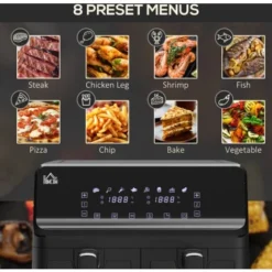 HOMCOM Dual Air Fryer 8L Family Size W/ 2 Basket 8 Presets Cookbook Timer 2500W -Kitchen Appliances Store 95636724 4