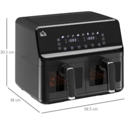 HOMCOM Dual Air Fryer 8L Family Size W/ 2 Basket 8 Presets Cookbook Timer 2500W -Kitchen Appliances Store 95636724 5