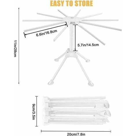 Fresh Pasta Drying Rack 10 Bars Fresh Pasta Drying Rack Foldable Portable Easy To Store Quick Set Up (White)… 2 Fresh Pasta Drying Rack 10 Bars Fresh Pasta Drying Rack Foldable Portable Easy To Store Quick Set Up (White)… - Image 2