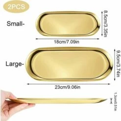 2 Piece Stainless Steel Oval Storage Tray Oval Napkin Tray Trinket Tray Gold Candle Tray Gold Decorative Tray 8 2 Piece Stainless Steel Oval Storage Tray Oval Napkin Tray Trinket Tray Gold Candle Tray Gold Decorative Tray -Kitchen Appliances Store 95647918 4