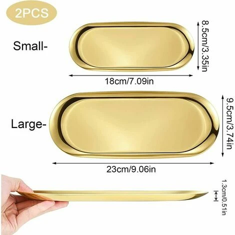 2 Piece Stainless Steel Oval Storage Tray Oval Napkin Tray Trinket Tray Gold Candle Tray Gold Decorative Tray 4 2 Piece Stainless Steel Oval Storage Tray Oval Napkin Tray Trinket Tray Gold Candle Tray Gold Decorative Tray - Image 4