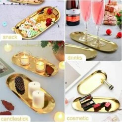 2 Piece Stainless Steel Oval Storage Tray Oval Napkin Tray Trinket Tray Gold Candle Tray Gold Decorative Tray 9 2 Piece Stainless Steel Oval Storage Tray Oval Napkin Tray Trinket Tray Gold Candle Tray Gold Decorative Tray -Kitchen Appliances Store 95647918 5