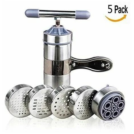 1 Piece Stainless Steel Noodle Machine 5 Molds Noodle Pressing Machine Creative Manual Kitchen Household Noodle Machine- 2 1 Piece Stainless Steel Noodle Machine 5 Molds Noodle Pressing Machine Creative Manual Kitchen Household Noodle Machine- - Image 2