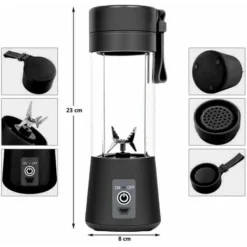 Portable Blenders Tumbler Electric Fruit Blender USB Rechargeable Juice Blender Personal Blender2 6 3D Blades For Superb Blending 380ml Black -Kitchen Appliances Store 95653393 3