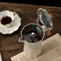 300ml Italian Wooden Handle Mocha Coffee Pot Aluminum Pot (black) 9 300ml Italian Wooden Handle Mocha Coffee Pot Aluminum Pot (black) -Kitchen Appliances Store 95709160 5