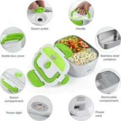 Electric Food Warmer For Car And Home Office-12V-24V/110V 40W Portable Food Warmer, Heated Lunch Box For Men And Adults With Food Grade Stainless Steel Container -Kitchen Appliances Store 95726334 4