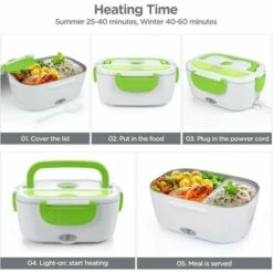 Electric Food Warmer For Car And Home Office-12V-24V/110V 40W Portable Food Warmer, Heated Lunch Box For Men And Adults With Food Grade Stainless Steel Container -Kitchen Appliances Store 95726334 5