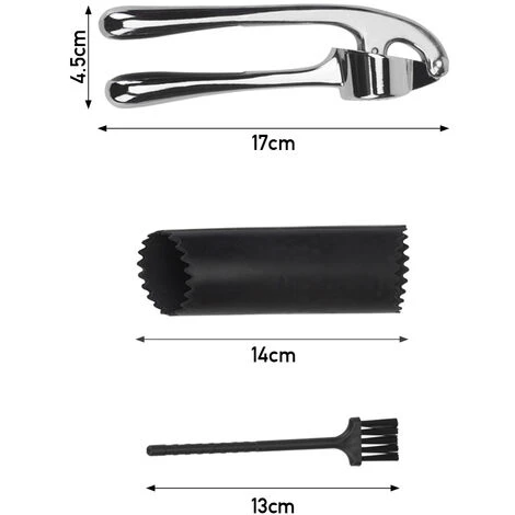 Livingandhome Set Of 3 Garlic Press With Roller Peeler And Brush 5 Livingandhome Set Of 3 Garlic Press With Roller Peeler And Brush - Image 5