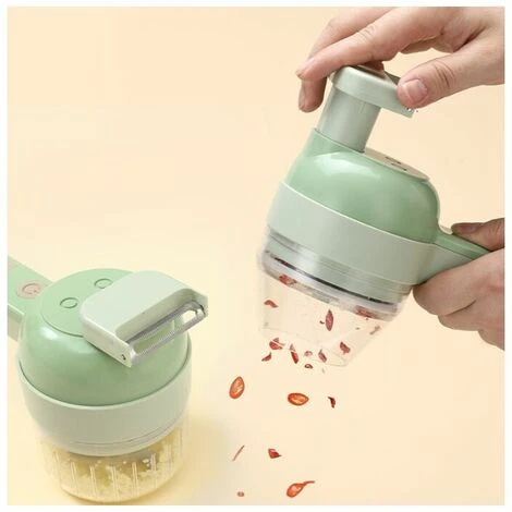 Hand Blender Electric Garlic Cutter Cordless Food Adder Green 2 Hand Blender Electric Garlic Cutter Cordless Food Adder Green - Image 2