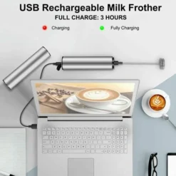 Electric Milk Frother, USB Rechargeable Milk Frother And Mini Beater With Dual Head Whisk, Stainless Steel Mixer For Coffee Cream Cappuccino Latte Cocktails Juice -Kitchen Appliances Store 95877348 4
