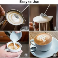 Electric Milk Frother, USB Rechargeable Milk Frother And Mini Beater With Dual Head Whisk, Stainless Steel Mixer For Coffee Cream Cappuccino Latte Cocktails Juice -Kitchen Appliances Store 95877348 5