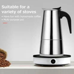 Coffee Maker Stainless Steel Portable Coffee Maker Electric Mocha Latte Stovetop Espresso Filter Pot European Coffee Cup (200ml) -Kitchen Appliances Store 95999765 5