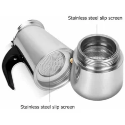 Stainless Steel Coffee Maker Portable Electric Coffee Maker Mocha Latte Stove Espresso Filter Pot European Coffee Cup (450ml) -Kitchen Appliances Store 96000551 3