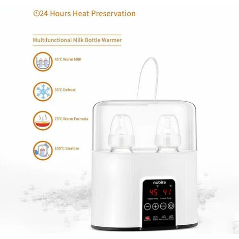 Bottle Warmer With LED Indicators Breastmilk/Formula/Baby Food Sterilization Bottle Warmer And Timer, White EU Plug 2 Bottle Warmer With LED Indicators Breastmilk/Formula/Baby Food Sterilization Bottle Warmer And Timer, White EU Plug - Image 2