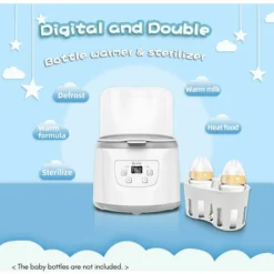 In 1 Baby Bottle Warmer Baby Bottle Steam Sterilizer Fast Baby Food Warmer 2 Bottle Capacity Adjustable Temperature With LED Display For Baby Bottles, EU 400W -Kitchen Appliances Store 96001175 3