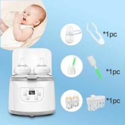 In 1 Baby Bottle Warmer Baby Bottle Steam Sterilizer Fast Baby Food Warmer 2 Bottle Capacity Adjustable Temperature With LED Display For Baby Bottles, EU 400W -Kitchen Appliances Store 96001175 4