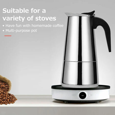 Coffee Maker Stainless Steel Portable Coffee Maker Electric Mocha Latte Stovetop Espresso Filter Pot European Coffee Cup (600ml) 5 Coffee Maker Stainless Steel Portable Coffee Maker Electric Mocha Latte Stovetop Espresso Filter Pot European Coffee Cup (600ml) - Image 5