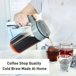 Cold Brew Coffee Maker - 44oz Iced Tea And Iced Coffee Maker With Glass Carafe, Filter, Funnel And Measuring Spoon Black -Kitchen Appliances Store 96004316 4