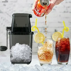 Manual Ice Crusher Rotary Ice Crusher Cocktails Slush Crushed Ice Maker Smoothies Ice Crusher Machine Home 1.25L Chrome Ice Crusher Ice Cubes Drinks Chopper Stirrer (Grey) -Kitchen Appliances Store 96004785 4