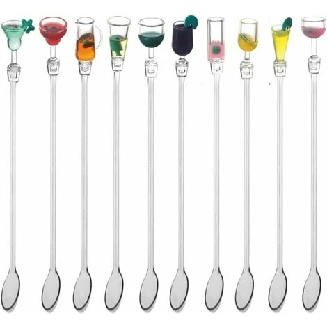 Colorful Drink Stirrers, 23cm Cocktail Stirrers, Acrylic Shaker, Bar Mixing Spoon For Cocktail And Juice (10 Mixing Spoons) 2 Colorful Drink Stirrers, 23cm Cocktail Stirrers, Acrylic Shaker, Bar Mixing Spoon For Cocktail And Juice (10 Mixing Spoons) - Image 2