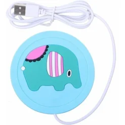 LITZEE Cup Warmer 1pcs Cup Warmer Drink Coaster, Cartoon Silicone USB Cup Warmer Coaster Coffee Cup Electric Heating Pad Drink Coaster Drink Warmer Pad Portable Coffee Tea Pad For Home, Office。Blue