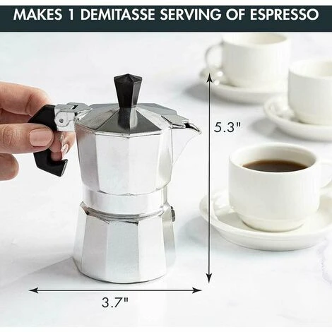 Aluminum Stovetop, Percolator Pot For Espresso, Mocha, Cuban Coffee, Cappuccino, Latte And More, Perfect For Camping, Strong, Long-Lasting, Silver, 1 Cup 2 Aluminum Stovetop, Percolator Pot For Espresso, Mocha, Cuban Coffee, Cappuccino, Latte And More, Perfect For Camping, Strong, Long-Lasting, Silver, 1 Cup - Image 2