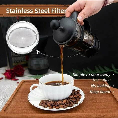 2 Cup French Press, French Press, Perfect For Coffee Lovers, Morning Coffee, Maximum Flavor Coffee Maker With Stainless Steel Filter, 12oz/350ML 4 2 Cup French Press, French Press, Perfect For Coffee Lovers, Morning Coffee, Maximum Flavor Coffee Maker With Stainless Steel Filter, 12oz/350ML - Image 4