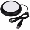 USB Wood Grain Cup Warmer Heat Beverage Warmer Desktop Tea Cup Mat Heating Pad Black