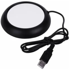 USB Wood Grain Cup Warmer Heat Beverage Warmer Desktop Tea Cup Mat Heating Pad Black