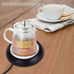USB Wood Grain Cup Warmer Heat Beverage Warmer Desktop Tea Cup Mat Heating Pad Black -Kitchen Appliances Store 97102285 3