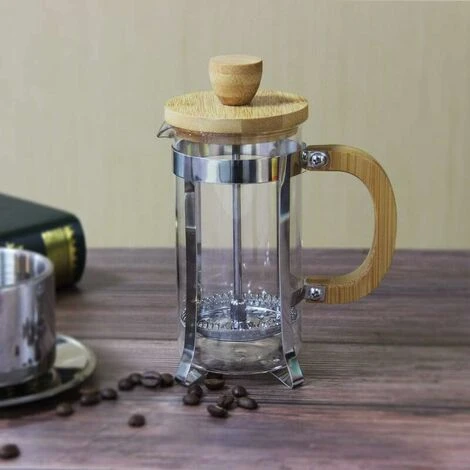 French Press Coffee Maker, 350ml 12oz 1-2 Cup French Press, Small Borosilicate Glass Tea Press With Bamboo Handle 2 French Press Coffee Maker, 350ml 12oz 1-2 Cup French Press, Small Borosilicate Glass Tea Press With Bamboo Handle - Image 2