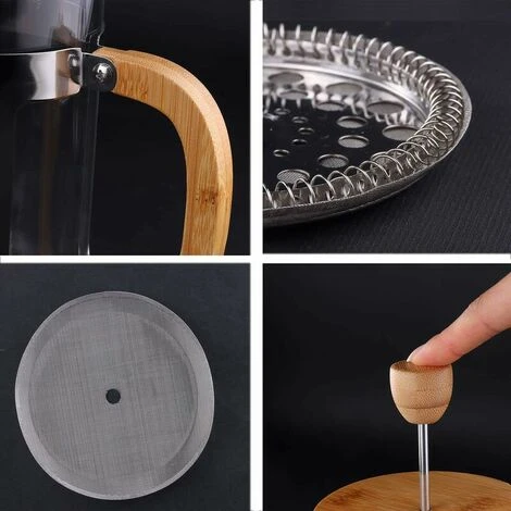 French Press Coffee Maker, 350ml 12oz 1-2 Cup French Press, Small Borosilicate Glass Tea Press With Bamboo Handle 3 French Press Coffee Maker, 350ml 12oz 1-2 Cup French Press, Small Borosilicate Glass Tea Press With Bamboo Handle - Image 3