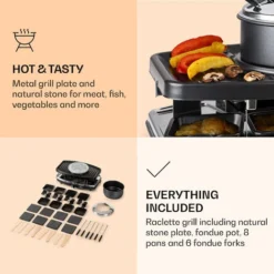 Klarstein Entrec么te 2-in-1 Raclette Grill & Fondue Natural Stone 1100W 8 Persons Coasters 9 Klarstein Entrec么te 2-in-1 Raclette Grill & Fondue Natural Stone 1100W 8 Persons Coasters -Kitchen Appliances Store 97224497 5