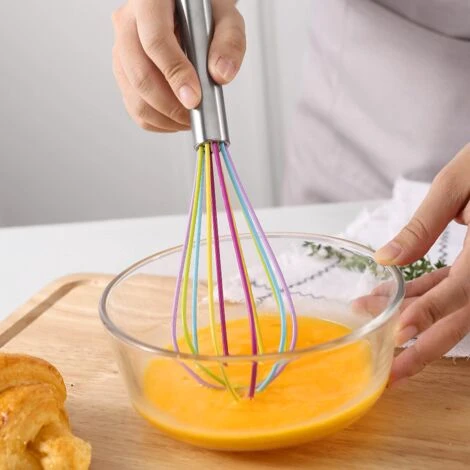 Manual Egg Beater Stainless Steel Egg Beater Household Mini Baking Egg Beater Silicone Cream Whisk 4 Manual Egg Beater Stainless Steel Egg Beater Household Mini Baking Egg Beater Silicone Cream Whisk - Image 4