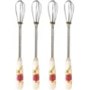 Small Whisks Stainless Steel Handle Mini Small Mixing Balloon Wire Whisks Ceramic Whisk (4 Pieces)