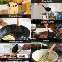 2-Piece Silicone Cookware Set With Wooden Handle, Non-Toxic And Non-Stick, Heat Resistant And Dishwasher Safe 8 2-Piece Silicone Cookware Set With Wooden Handle, Non-Toxic And Non-Stick, Heat Resistant And Dishwasher Safe -Kitchen Appliances Store 97382460 4
