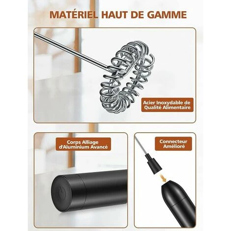 Milk Frother, Stainless Steel & Aluminum Alloy Electric Milk Frother With 12000 RPM Super Powerful Motor For Coffees, Espressos, Lattes And Cappuccinos 4 Milk Frother, Stainless Steel & Aluminum Alloy Electric Milk Frother With 12000 RPM Super Powerful Motor For Coffees, Espressos, Lattes And Cappuccinos - Image 4