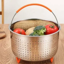 Stainless Steel Steamer Basket, 3L Vegetable Steamer Basket, Pressure Cooker Steamer Basket, Instant Steamer Basket, With Silicone Covered Handle, For Cooking Vegetables And Foods -Kitchen Appliances Store 97453475 3