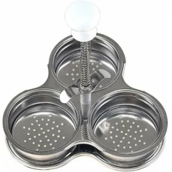 Stainless Steel Three Rack Poached Egg Cooker, Poached Egg Mold, Nonstick Stainless Steel Poached Egg Cups With Holes For Kitchen Accessories -1615.46.4cm-1pc