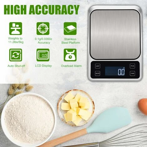 Upgraded Kitchen Scales, 5KG/11lbs Digital Kitchen Scales Gram And Oz Weight Scale For Baking Baking, USB Rechargeable HD LCD Display, Batteries Included 3 Upgraded Kitchen Scales, 5KG/11lbs Digital Kitchen Scales Gram And Oz Weight Scale For Baking Baking, USB Rechargeable HD LCD Display, Batteries Included - Image 3