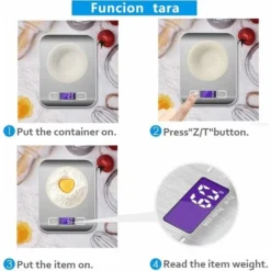 Smart Digital Scale With LCD Display For Kitchen Stainless Steel, 5 Kg/11lbs, Multifunctional Food Scale, Silver Color, (2 Batteries Included) -Kitchen Appliances Store 97456519 4