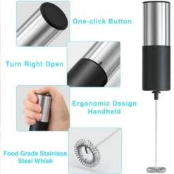 Handheld Milk Frother, Electric Milk Blender Froth Machine, Stirred Beverage Blender For Latte, Cappuccino, Hot Chocolate, Drinks, High Speed 14000 RPM (battery Not Included, With Stand) -Kitchen Appliances Store 97905226 3